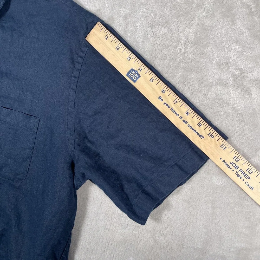 Brooks Brothers Men's Shirt Button Down 100% Linen Coastal Casual XL Blue